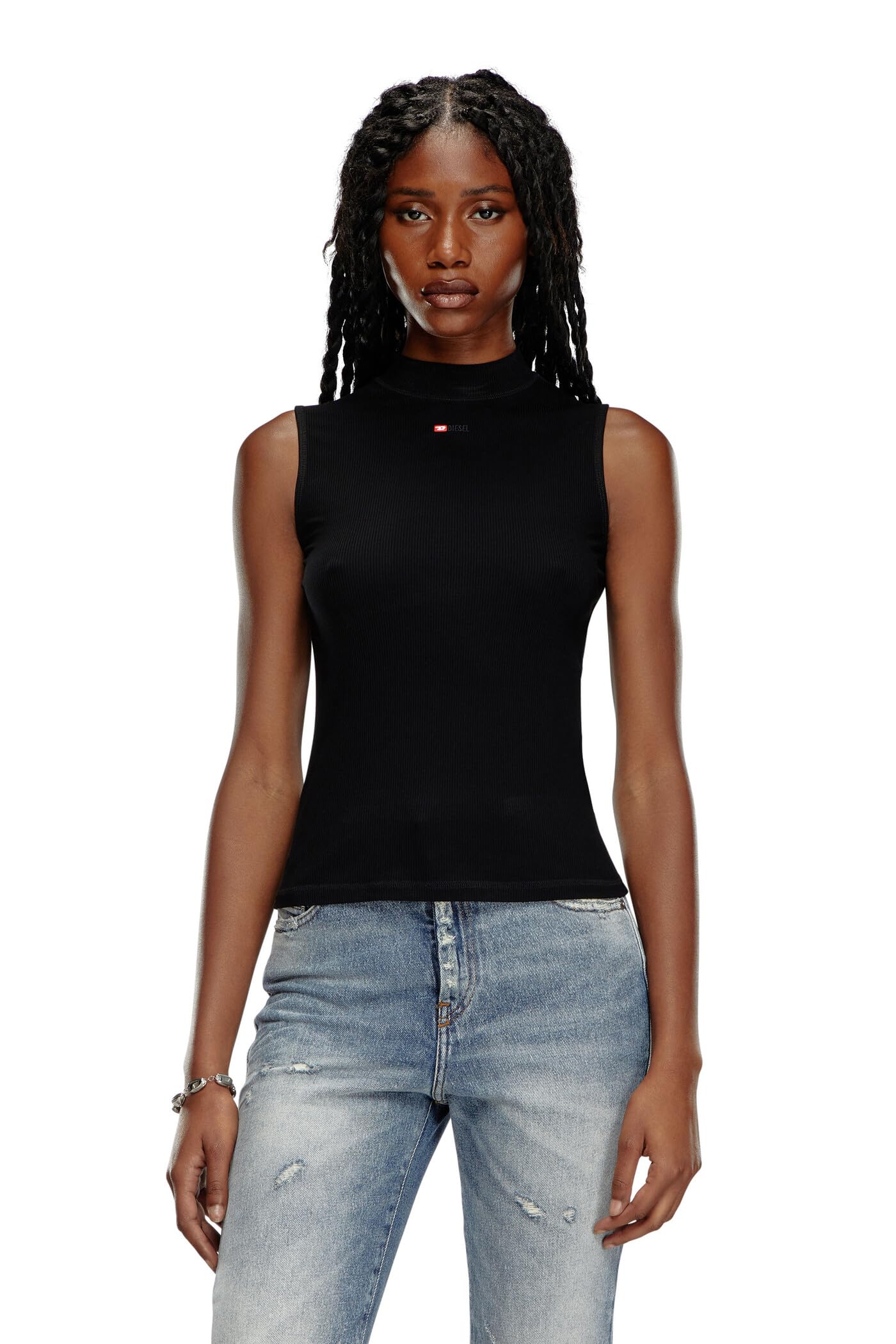 トップス DIESEL Women's Ribbed tank top with mock neck | White | Diesel